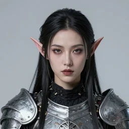 head and shoulders portrait of an eldritch knight, drow, dark elf, shadar kai, female, breastplate, magical, high fantasy, d & d, by beardsley, face details, extremely detailed, vogue fashion photo