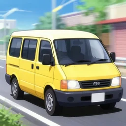 harry's dog van in initial d, anime art