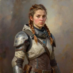 beautiful oil portrait of aloy from horizon zero dawn, by rembrandt