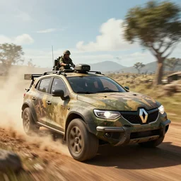 a militarised car designed by renault driving through madagascar, artgerm and wolp, an epic fantasy, volumetric light, detailed, an epic fantasy, trending on art station, octane render, shadow of the tomb rider