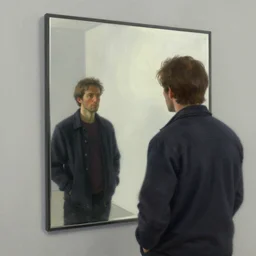 two in the void, by the mirror, station, alex colville, otto mueller, stephen conroy, octane rendering
