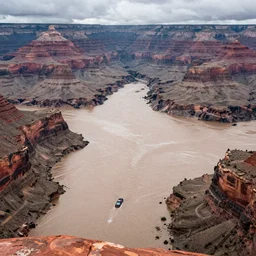 grand canyon flooded with water during a rainy day, 4K photo