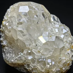 texture of joined hexagonal clear quartz crystals through which is clearly visible the beatific lights of paradise,
