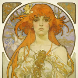 oil portrait of zero two from darling in the franxx, by alphonse mucha, alphons mucha, art nouveau, hans holbein, wlop