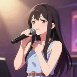 very beautiful pretty young anime girl singing, by WLOP, ArtStation, 4K
