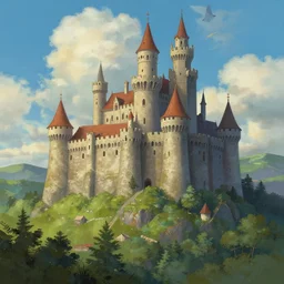 castle in the sky, digital painting by kevin gnutzmans, artstation