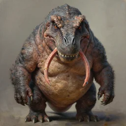realistic detailed portrait of a hairy wrinkly trumposaurus, painting by greg rutkowski, painting by tomasz beksinski, 8 k, digital painting, somewhat symmetrical