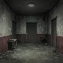detailed interior of creepy liminal space deserted backrooms, anime key visual