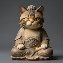 anthropomorphic cat as buddha