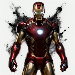 ironman dark as a bad guy darkness scary horror splash art graphic design color splash high contrasting art, fantasy, highly detailed, art by greg rutkowski