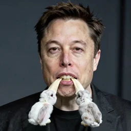 elon musk with two very large front rabbit teeth that stick out