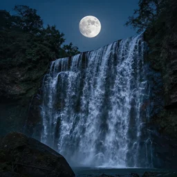 moon in a waterfall
