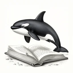 orcas reading from a magical book, engraving from 1700s