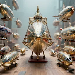 wide - angle portrait of tin toy airship parade, depth of field, zeiss lens, detailed, symmetrical, centered, fashion photoshoot, by nicoletta ceccoli, mark ryden, lostfish, earl nore, hyung tae, frank frazetta, breathtaking, 8 k resolution, extremely detailed, beautiful, establishing shot, artistic, hyperrealistic, octane render