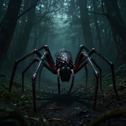 🕷 in creepy scary nightmare atmosphere, realsitic