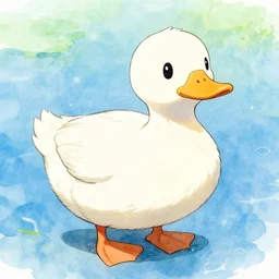 duck illustration, anime, watercolor, style of ken sugimori