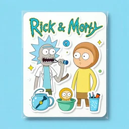A sticker pack of Rick and Morty, digital art, vector, illustrator