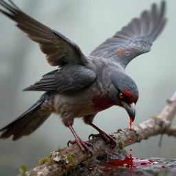 A bird with the thirst for blood, hyperdetailed, artstation, cgsociety, 8k