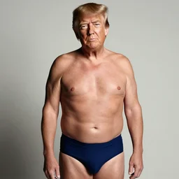 Photo of Donald Trump in swimsuit, soft studio lighting, photo taken by Terry Richardson for Abercrombie and Fitch, award-winning photograph, 24mm f/1.4