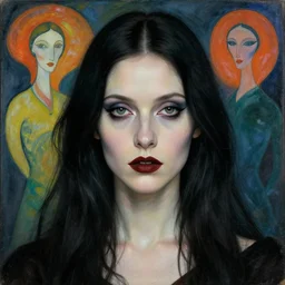 of beautiful goth female, beauty portrait by greg rutkowski, hilma af klint, moebius, victo ngai, sharp focus, global illumination, highly detailed, masterpiece, award winning, post processing