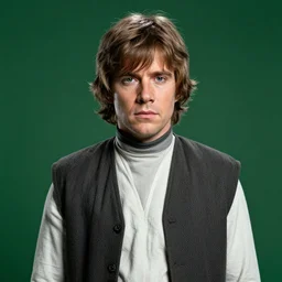 portrait of young luke skywalker mark hamill young from star wars 6 return of the jedi 1 9 8 3 in shades of grey but with green by jeremy mann
