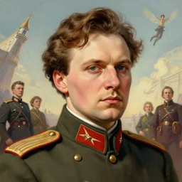 portrait of young and smug bolshevik leader nadezhda konstantinovna krupskaya, colourised, socialist realism, face portrait, epic, optimistic, military art, fantasy, hd shot, digital portrait, beautiful, artstation, comic style, by artgerm, guy denning, jakub rozalski, magali villeneuve and charlie bowater