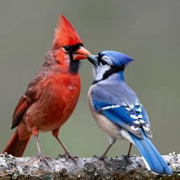 nature photography of a cardinal crossed with a bluejay, national geographic, award winning, hd, hq,