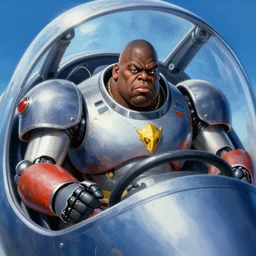 Biggie Smalls is a Mecha pilot, photograph in the mech cockpit, digital painting masterpiece by Karl Kopinski, Greg Rutkowski, Kim Jung Gi, superani, 4k wallpaper
