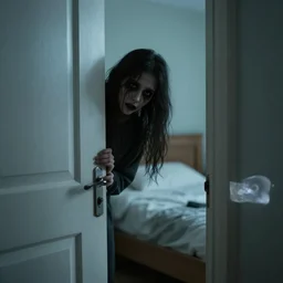 photo of a creepy figure peering round your door when your in bed