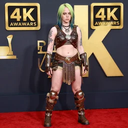 full length photo of billie eilish as an muscular amazon warrior, highly detailed, 4 k, hdr, smooth, sharp focus, high resolution, award - winning photo