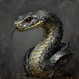 cinematic bust portrait of psychedelic snake from metal gear from left, head and chest only, dark fantasy fetures, desaturated, tim hildebrandt, wayne barlowe, bruce pennington, donato giancola, larry elmore, oil on canvas, masterpiece, trending on artstation, featured on pixiv, cinematic composition, dramatic pose, beautiful lighting, sharp, details, hyper - detailed, hd, hdr, 4 k, 8 k