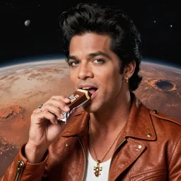Bruno Mars eats a mars bar on mars, ultra highly detailed, rococo painting, smooth, sharp focus, artstation, pixiv,