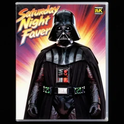 of Darth Vader in the position of John Travolta on the cover of Saturday Night Fever, 4k