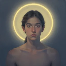 an image of human with a halo by Jeffrey Brooks, trending on artstation