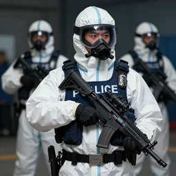 police hazmat, highly detailed, digital art, sharp focus, trending on art station