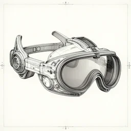 an hyper detailed blueprint of a visor scanner, cyberpunk, desaturated, baroque, intricate details