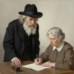 a painting of a strange dusty professor in black suite and hat and a old woman making a study of drinking ten cups of black coffee in five seconds in a kitchen that is melting dali, styled by rene magritte