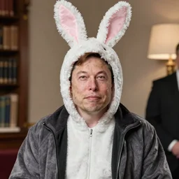 inherent detail of scene with elon musk wearing a bunny costume