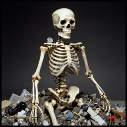 a beautiful android made of bones, plastic and trash super detailed and Tri-X 400 TX
