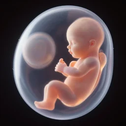 fetus in womb, iridescent sared light
