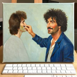 bob ross stroking a canvas with a keyboard