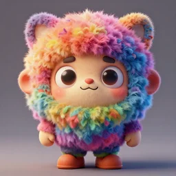 cuddly colourful caricature - 3 d vfx art - of fluffy, art style by zdzisaw beksinski, tadanori yoko & hsiao - ron cheng, character concept art, unreal engine render, digital illustration, sharp, intricate detail, volumetric light, ray tracing, soft light, claymation style, symmetric, acrylic on canvas, pinterest, artstation, beh