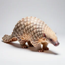 albino pangolin, studio photography, full body, isolated on a pure white background, centered, entire subject in frame, sharp focus, soft studio lighting