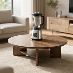 Coffee table in a house, Blender render, natural lighting, 4K