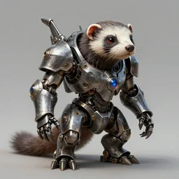 mechanical ferret dungeons and dragons metalic robot creature, d & d digital character illustration, artstation trending robot ferret render, intricate, sharp focus, hyper detailed, digital painting, matte, d & d strange cute mech robot ferret character, masterpiece