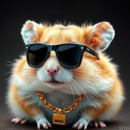 cool hamster wearing shades and a gold chain