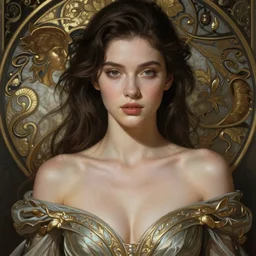 sexy young woman, fantasy, intricate, highly-detailed, elegant, dramatic lighting, gorgeous face, sexy gown, lifelike, photorealistic face, digital painting, artstation,  illustration, concept art, smooth, sharp focus, art by Jude Palencar, John Collier and Albert Aublet and Krenz Cushart and Artem Demura and Alphonse Mucha
