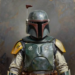 oil painting of boba fett