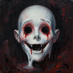 a gothic surrealism painting of a melting face by dr seuss, | demonic | horror themed
