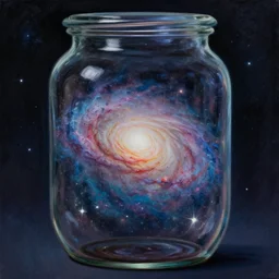 a spiral galaxy trapped inside a jar. beautiful painting by artgerm and ilya kuvshinov